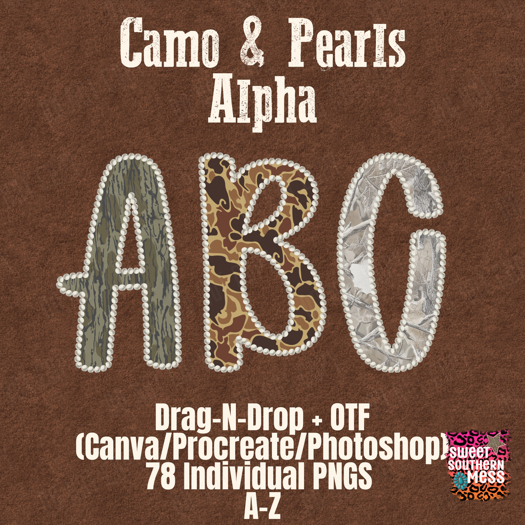 Camo & Pearls OTF + Drag-N-Drop; 3 Sets/78 PNGs/Alpha