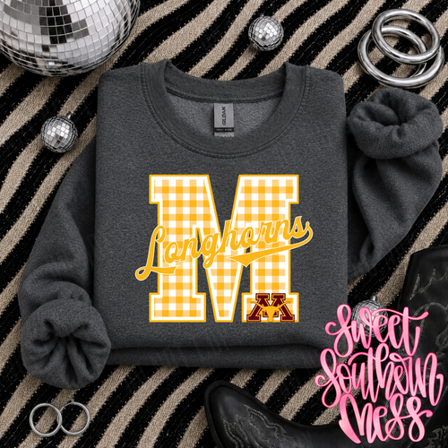 Gingham School Spirit Letters Sweatshirt
